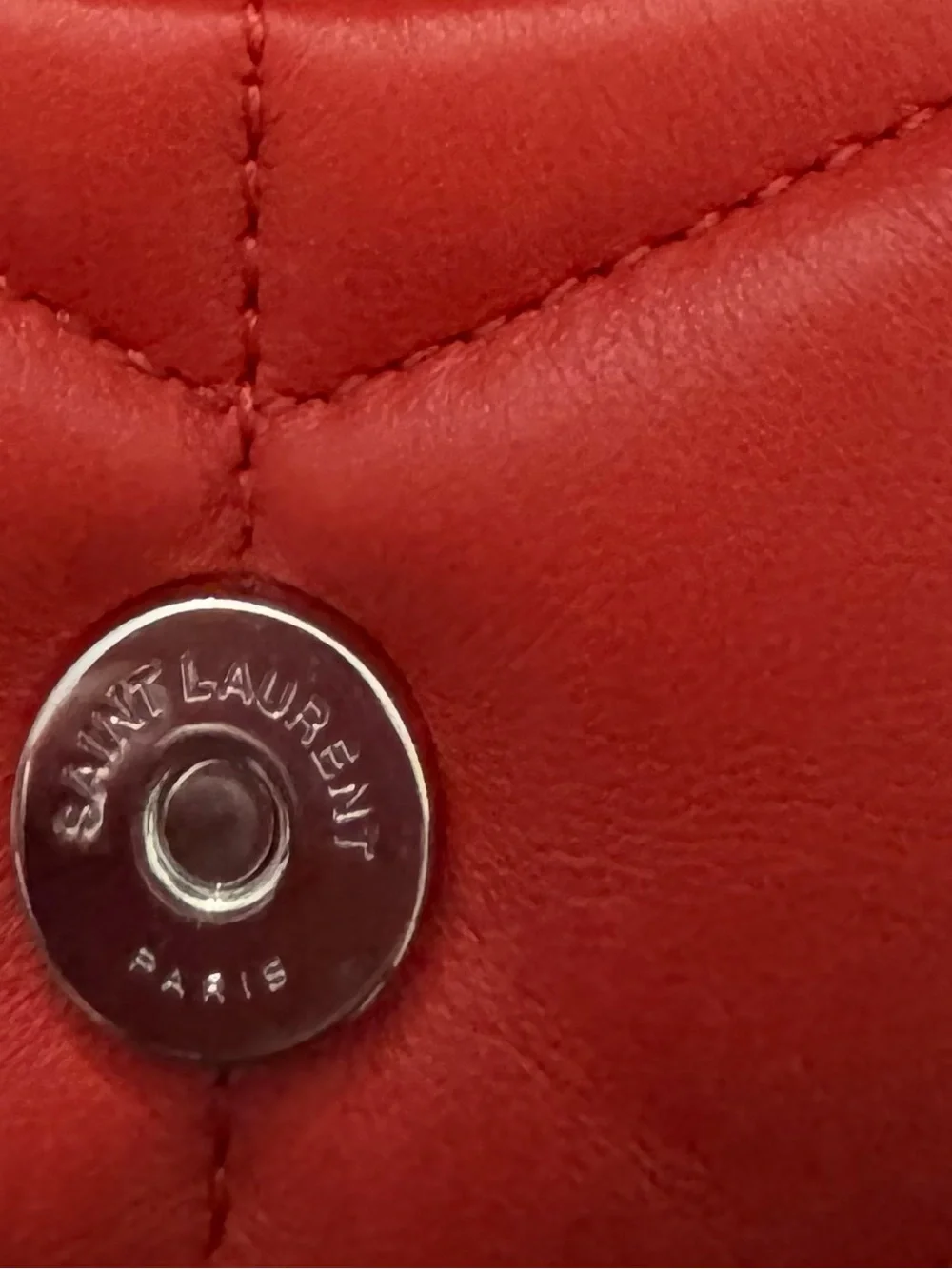 Saint Laurent Lou Lou Quilted Red Leather Envelope Clutch with YSL Logo